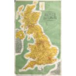 1962 double-royal POSTER MAP 'British Railways' published by the British Transport Commission and