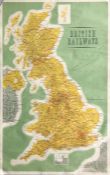 1962 double-royal POSTER MAP 'British Railways' published by the British Transport Commission and