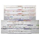 Selection (7) of London Underground car LINE DIAGRAMS comprising paper issues for the Bakerloo