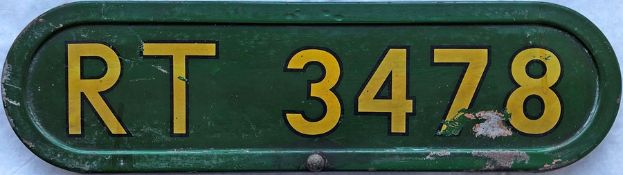 London Transport (London Country) RT bus BONNET FLEETNUMBER PLATE from green, Country Area RT