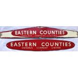 Pair of 1930s-60s Eastern Counties Omnibus Co Ltd enamel HEADER PLATES from timetable boards. Two