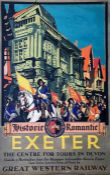 c1931 Great Western Railway (GWR) double-royal POSTER 'Historic Romantic Exeter' by Leslie Carr.