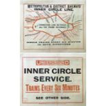 1909 London Underground HANDBILL MAP for the Inner Circle Service 'Metropolitan & District Railways,