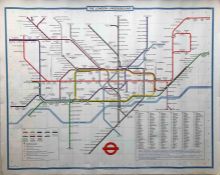 1979-84 London Underground quad-royal POSTER MAP designed by Paul E Garbutt. Shows the original