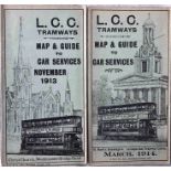 Pair of LCC Tramways POCKET MAPS comprising issues dated November 1913 and March 1914. Both are in