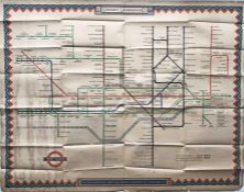 1947 London Underground quad-royal POSTER MAP by H C Beck 'London's Underground', still in the pre-