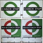 Pair of 1950s/60s London Transport bus and coach STOP FLAGS, both 2-sided, hollow, 'boat'-style: the