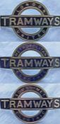 Full set (3) of Underground Group Tramways CAP BADGES as issued from 1924-33 to drivers & conductors