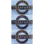 Full set (3) of Underground Group Tramways CAP BADGES as issued from 1924-33 to drivers & conductors