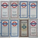 Selection (8) of London Underground POCKET MAPS comprising 6 x Beck diagrammatic, card maps: No 1,