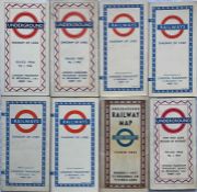 Selection (8) of London Underground POCKET MAPS comprising 6 x Beck diagrammatic, card maps: No 1,