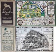 Pair of 1924 & 1925 British Empire Exhibition at Wembley official, fold-out GUIDES, the first with a