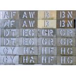 Quantity (24) of London Transport bus garage ALLOCATION STENCIL PLATES from central and country