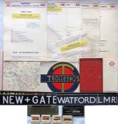 Collection of London Transport etc EPHEMERA including 5 x 1961/62 RT-bus FARECHARTS ex Leatherhead