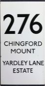 London Transport bus stop enamel E-PLATE, a double-vertical example for route 276 destinated