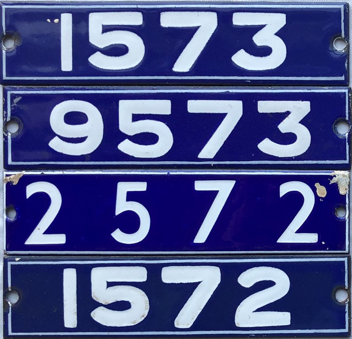 Set of London Underground enamel STOCK-NUMBER PLATES from a complete 4-car unit of 1962-Tube Stock