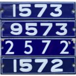 Set of London Underground enamel STOCK-NUMBER PLATES from a complete 4-car unit of 1962-Tube Stock