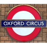 London Underground enamel PLATFORM ROUNDEL SIGN from Oxford Circus Station on the Bakerloo,