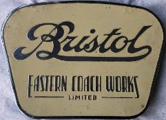 c1950s/60s enamel & chrome VEHICLE BADGE 'Bristol, Eastern Coach Works Limited' as fitted to ECW-