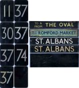 Selection (9) of London Transport RT etc bus VEHICLE PLATES comprising 4 x offside route number '