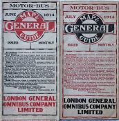 Pair of London General Omnibus Company POCKET MAPS comprising issues dated June and July 1914.