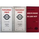 Selection (3) of London Underground diagrammatic, card POCKET MAPS comprising No 2, 1936 and No 1,