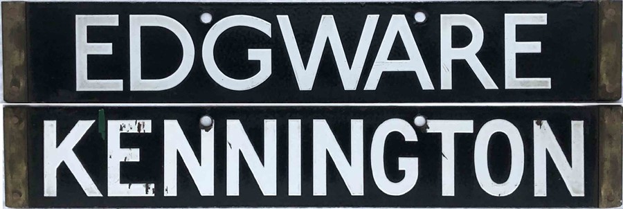 London Underground 1938-Tube Stock enamel CAB DESTINATION PLATE for Edgware / Kennington on the