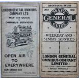 Pair of London General Omnibus Company POCKET MAPS comprising issues dated September 1912 and July