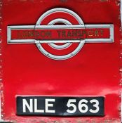 Aluminium FRONT PANEL with hinged BULLSEYE PLATE from London Transport RF 563. The upper half of the