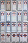 Good selection (21) of London Underground diagrammatic, card POCKET MAPS dated from 1954 to 1971 and