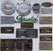 Selection of bus BADGES & PLATES, mostly Bristol and Eastern Coach Works plus examples from Massey