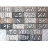 Quantity (22) of London Transport bus garage ALLOCATION STENCIL PLATES from central and country