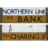 Pair of London Underground 1938 Tube Stock CAB DESTINATION PLATES, the first an enamel example: '