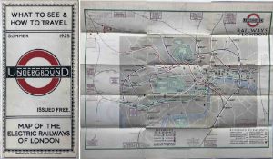 1925 London Underground MAP of the Electric Railways of London "What to see and how to travel",