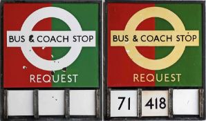 1940s/50s London Transport enamel BUS & COACH STOP FLAG (request). An E3 type with runners for 3 e-