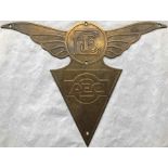 1930s AEC & English Electric brass TROLLEYBUS BADGE from an AEC trolleybus with English Electric