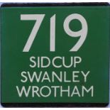 London Transport coach stop enamel E-PLATE for Green Line route 719 destinated Sidcup, Swanley,