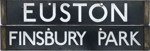 London Underground 1938-Tube Stock enamel CAB DESTINATION PLATE for Euston / Finsbury Park on the