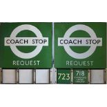 1950s/60s London Transport enamel COACH STOP FLAG ('Request'), an E3 version with runners for 3 e-