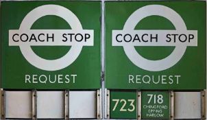 1950s/60s London Transport enamel COACH STOP FLAG ('Request'), an E3 version with runners for 3 e-