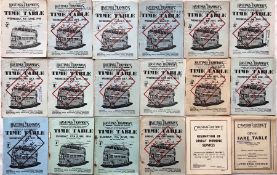 Quantity (16) of 1940/50s Hastings Tramways trolleybus TIMETABLE BOOKLETS dated from June 1948 to