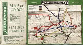 1908 London Underground POCKET MAP showing the exhibition venues at Shepherd's Bush & Earl's