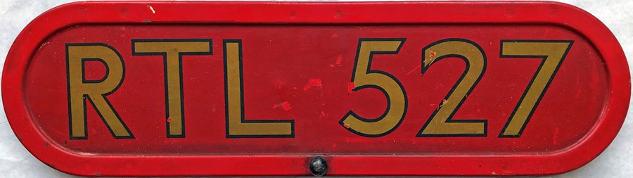 London Transport RTL bus BONNET FLEETNUMBER PLATE from RTL 527. The original RTL 527 entered service