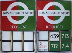 London Transport enamel BUS & COACH STOP FLAG (Request) A 1950s/60s 'bullseye'-style, E6-size,