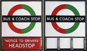 1940s/50s London Transport enamel BUS & COACH STOP FLAG (compulsory). An E3 type with runners for