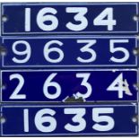 Set of London Underground enamel STOCK-NUMBER PLATES from a complete 4-car unit of 1962-Tube Stock