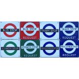 Set of miniature London Transport BUS STOP SIGNS. Manufactured by Garnier in the same way as the