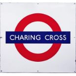 1950s/60s London Underground PLATFORM BULLSEYE SIGN from the original Charing Cross station,