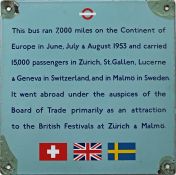 London Transport ENAMEL PLATE, a commemorative plaque, ex-RT 3710 marking the vehicle's 1953 tour of
