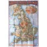 c1910-15 'Great Central Railway and its Connections' MAP (paper) with an inset enlarged scale map of